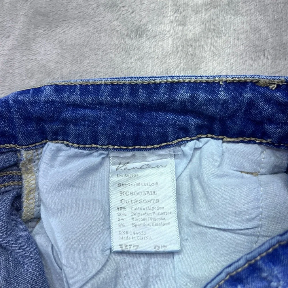 KanCan Womens Blue Denim Jean Shorts Distressed Cuffed‎ Casual Sz 27 Fits 26